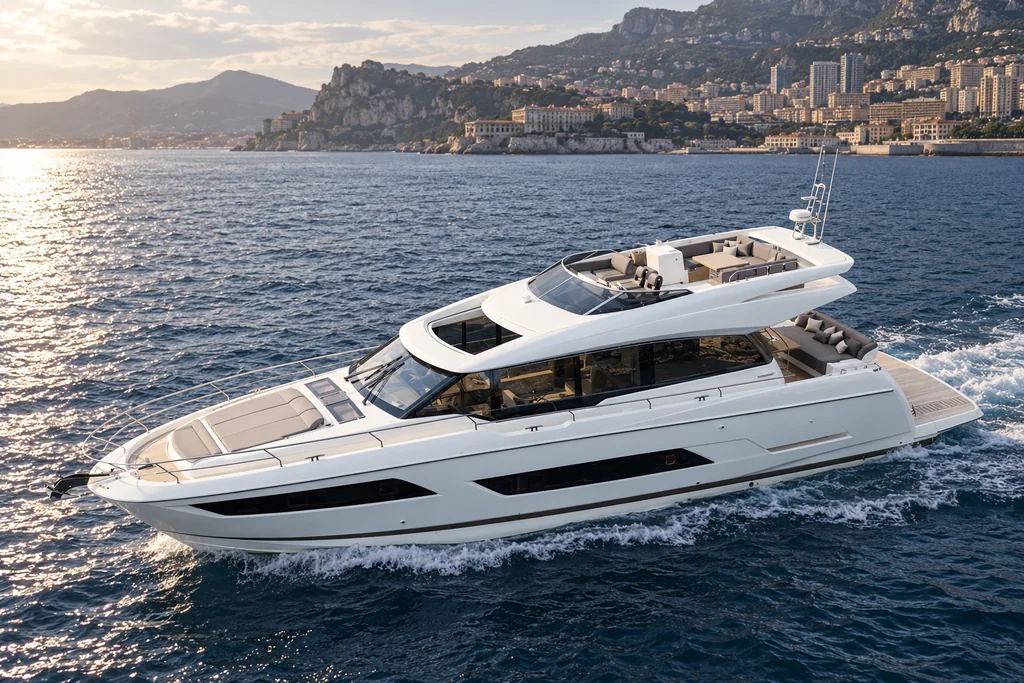 PRESTIGE 680S yacht on the Monaco coast