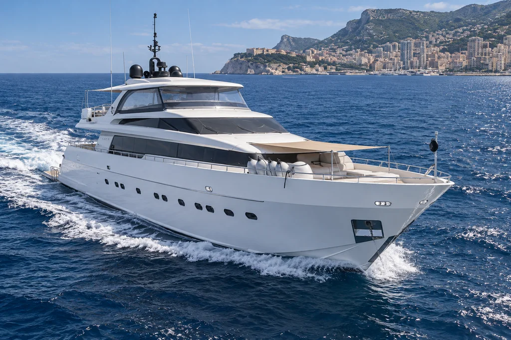 Sanlorenzo SL88 along the Monaco coast
