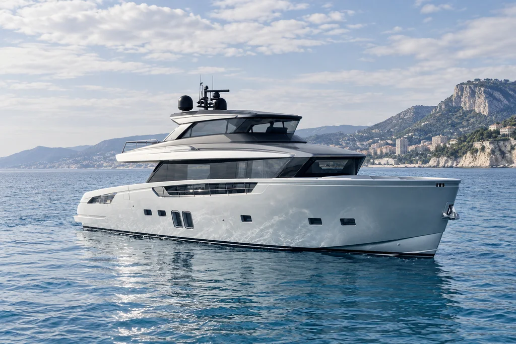 Sanlorenzo SX76 along the Monaco coast
